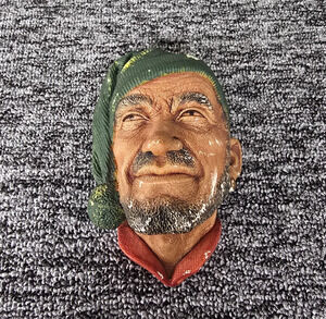 Vintage Bossons Corsican Chalkware Head Wall Plaque England 1959 Character Mask